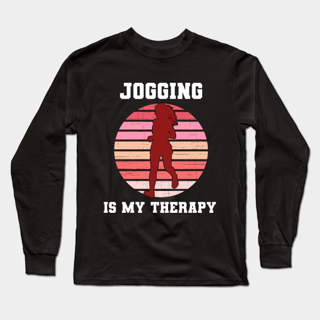 Jogging Is My Therapy Long Sleeve T-Shirt by coloringiship